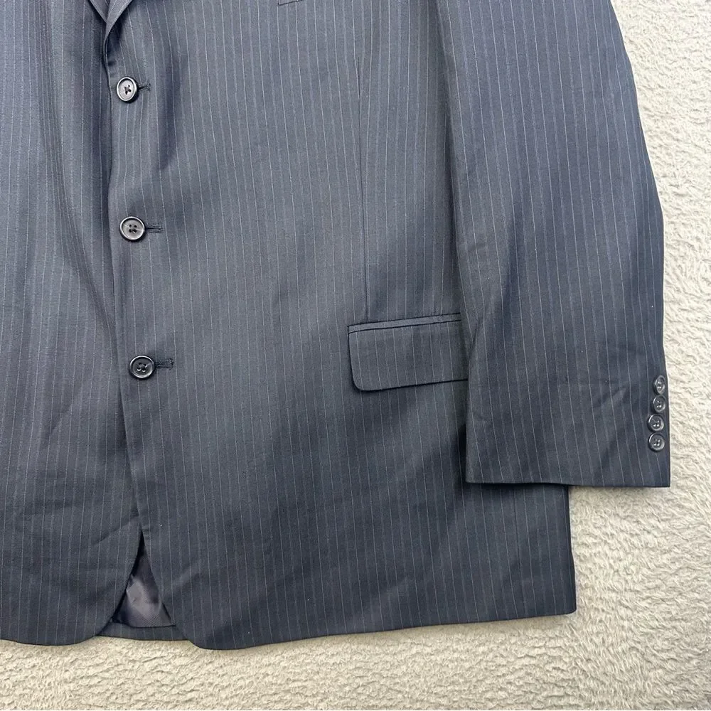 Kilburne Finch Blazer Mens 52R‎ Blue Striped 3 Button Wool Blend Business Jacket